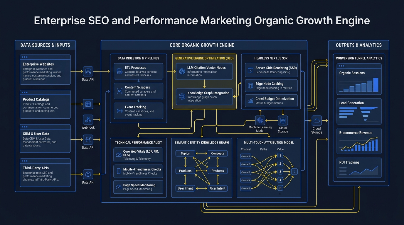 SEO for Performance Marketing Technical Architecture Infographic