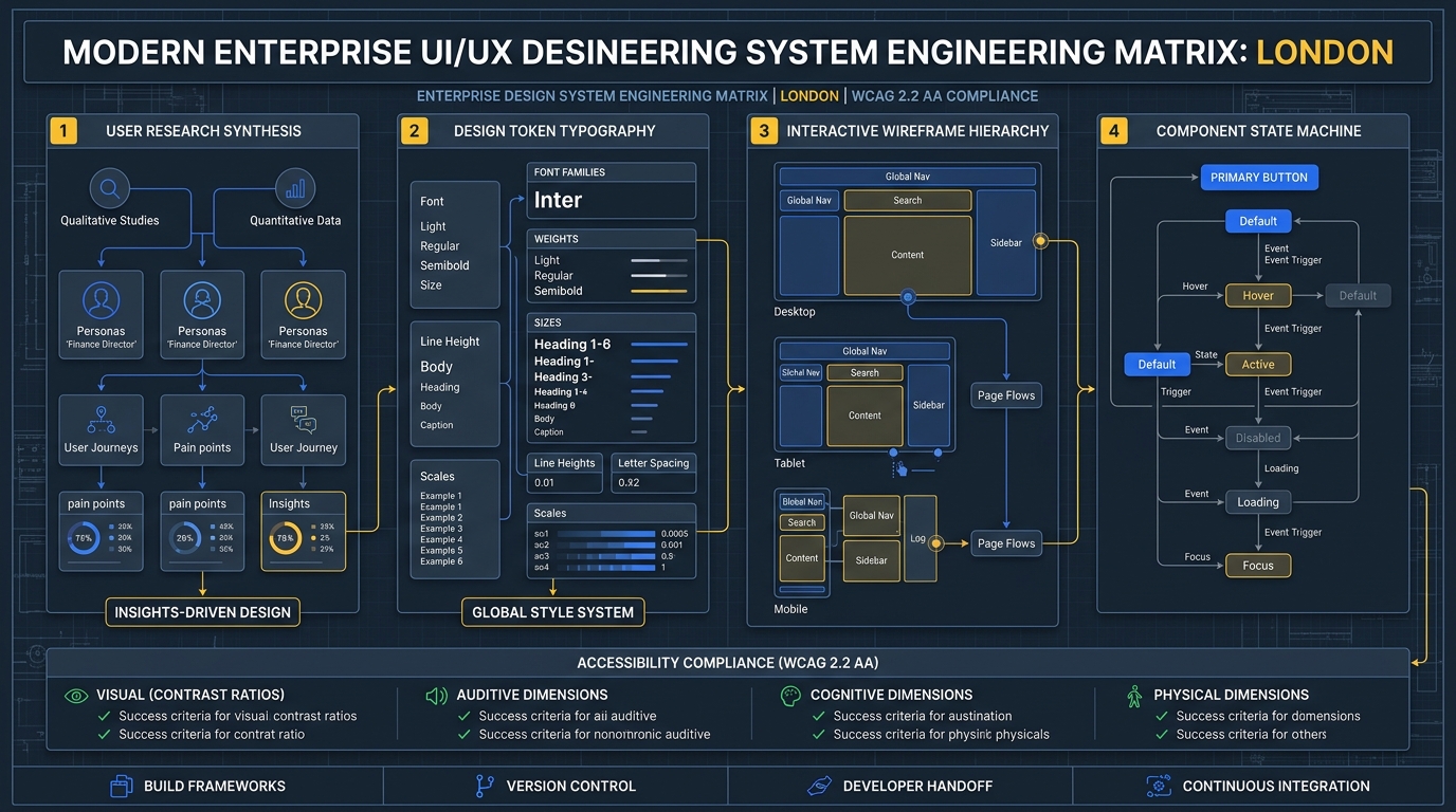 UI/UX Design in London Technical Architecture Infographic