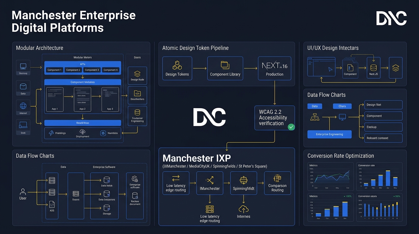 UI/UX Design in Manchester Technical Architecture Infographic